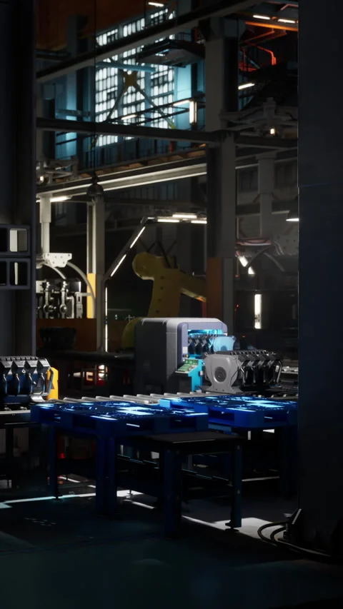 Workshop scene with machines and tools in a factory setting during the day Stock Footage 341054145