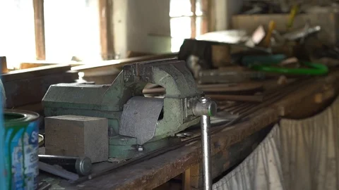 Workshop scene. Tools on the table and board. Video stock 98928085