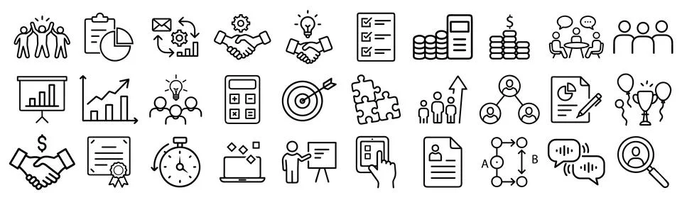 Workshop set of web icons in line style. Business Workshop icons for web an.. Stock Illustration