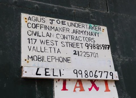 Workshop Sign, Valetta, Malta Stock Photos