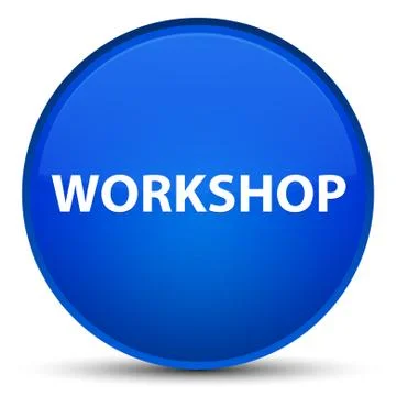 Workshop special blue round button イラスト素材