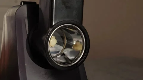 Workshop Spotlight With Reflective Lens. Portable Torch With Chrome Parabola And Stock Footage 330396501