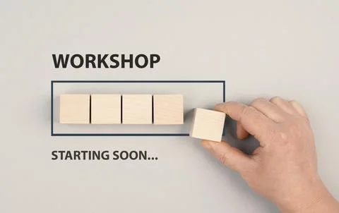 Workshop starting soon, progress bar, coaching and mentoring concept, learning Stock Photos