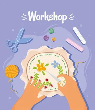 Workshop sweing poster Stock Illustration