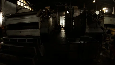 Workshop of tea manufacture night shift rural area indian factory Stock Footage 98758311