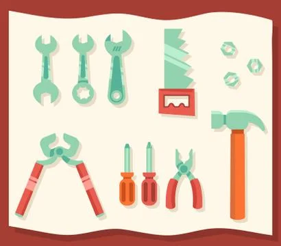 Workshop Tool Cartoon Vintage Stock Illustration