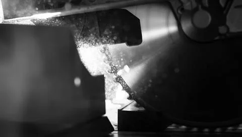 Workshop with tools and electric saws in the process 스톡 사진