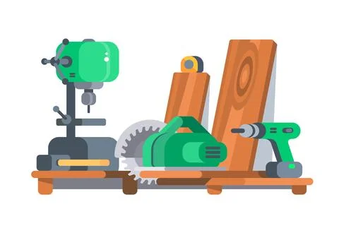 Workshop Tools and Materials Stock Illustration