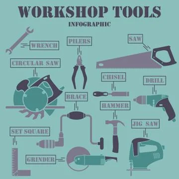 Workshop tools infographics Illustrazione stock