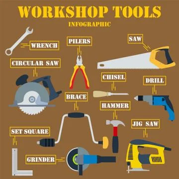 Workshop tools infographics Stock Illustration