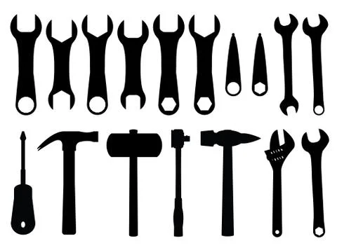 Workshop tools silhouettes Stock Illustration