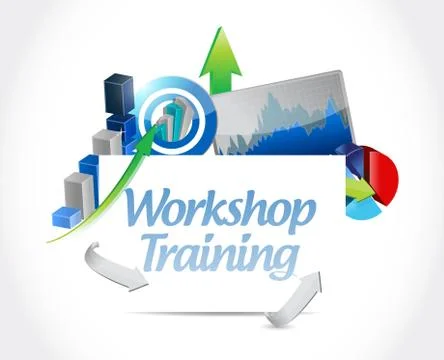 Workshop training business graph sign concept Illustrazione stock