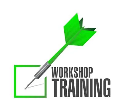 Workshop training check dart sign concept Stock Illustration
