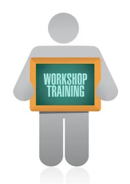 Workshop training holding sign concept 스톡 일러스트