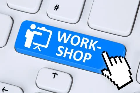 Workshop training learning education online on internet Stock Photos