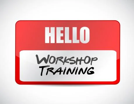 Workshop training name tag sign concept Illustrazione stock