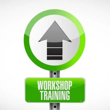 Workshop training road sign concept Illustrazione stock