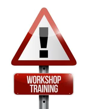 Workshop training warning sign concept Illustrazione stock
