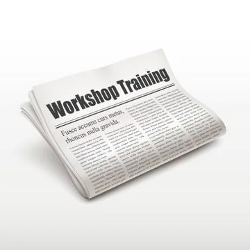 Workshop training words on newspaper Stock Illustration