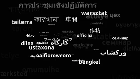 Workshop Translated in 54 Worldwide Languages Endless Looping 3d Zooming Word Video stock 145206187