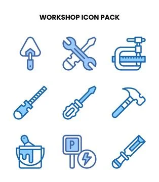 Workshop Two Colour Design Icons Pack Stock Illustration