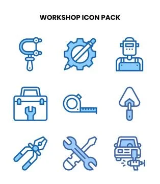 Workshop Two Colour Icons Pack Illustrazione stock