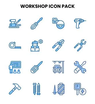 Workshop Two Colour Icons Pack Illustrazione stock