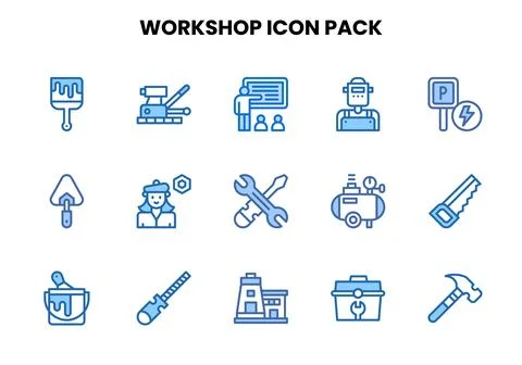 Workshop Two Colour Scalable Icons Pack Stock Illustration