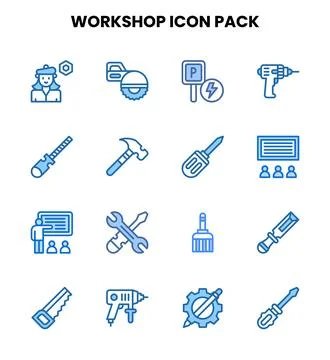 Workshop Two Colour SVG Icons Pack 스톡 일러스트