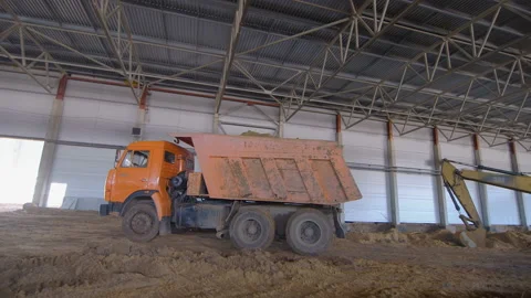 In the workshop under construction is driven outside for the next delivery  Stock Footage 161955746