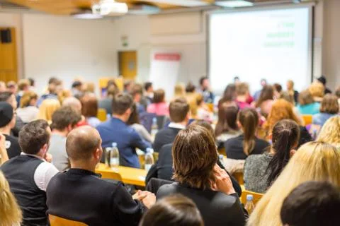 Workshop at university lecture hall. Stock Photos