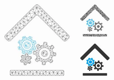 Workshop Vector Mesh Network Model and Triangle Mosaic Icon Stock Illustration
