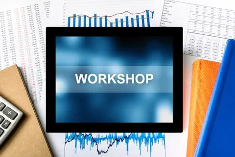 Workshop word on tablet Stock Photos