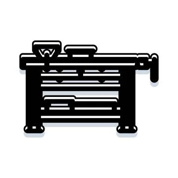 Workshop workbench icon with tools and equipment Stock Illustration