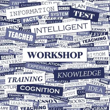 WORKSHOP WORKSHOP. Background concept wordcloud illustration. Print concep... Stock Photos