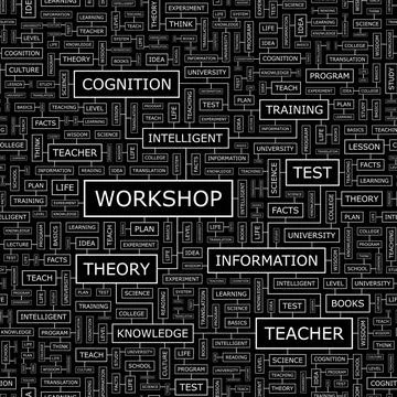 WORKSHOP WORKSHOP. Seamless pattern. Word cloud illustration. Copyright: x... 写真素材