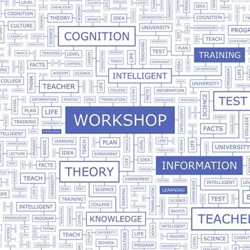 WORKSHOP WORKSHOP. Word cloud concept illustration. Wordcloud collage. Cop... 写真素材