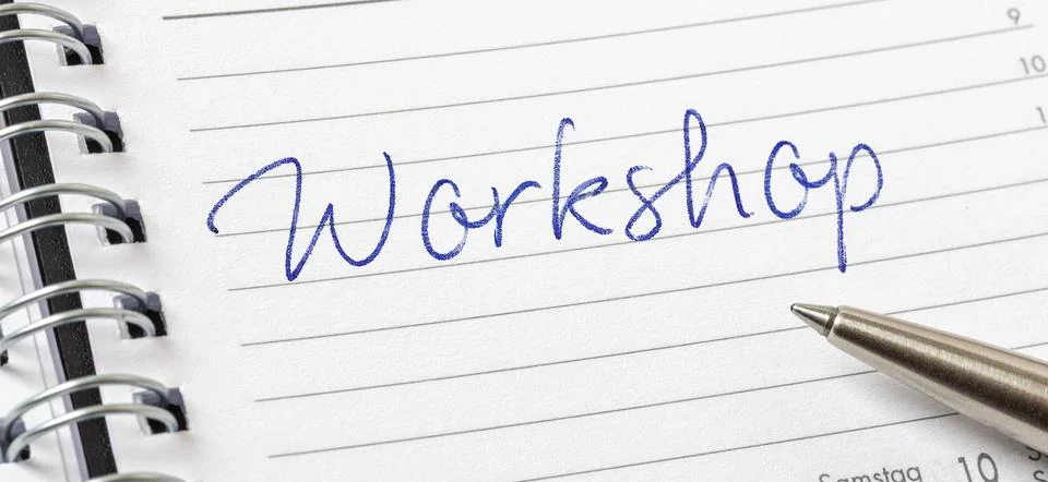 Workshop written on a calendar page 스톡 사진