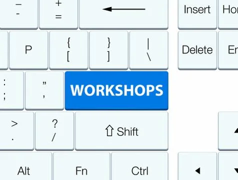 Workshops blue keyboard button 스톡 일러스트