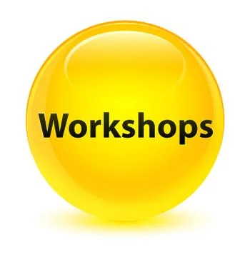 Workshops glassy yellow round button Stock Illustration
