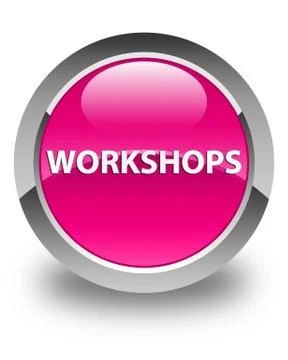 Workshops glossy pink round button Stock Illustration
