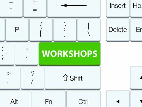 Workshops soft green keyboard button Stock Illustration