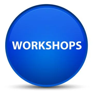 Workshops special blue round button Stock Illustration