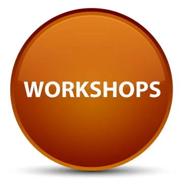 Workshops special brown round button Stock Illustration