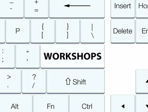 Workshops white keyboard button Stock Illustration