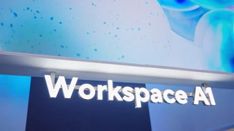 Workspace AI presentation screen at Computex Taipei Stock Footage 335479195