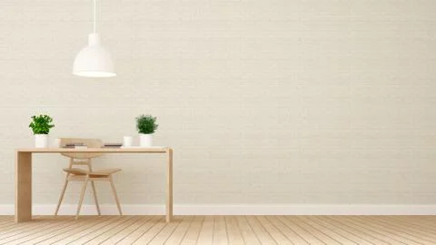 Workspace and dining area in coffee shop - 3D Rendering Stock Illustration
