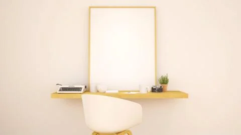 Workspace and frame for artwork - 3D Rendering Stock Illustration