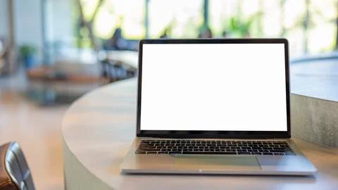 Workspace background new project on laptop computer with blank copy space s.. Stock Photos