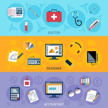 Workspace Banner Set Illustrazione stock